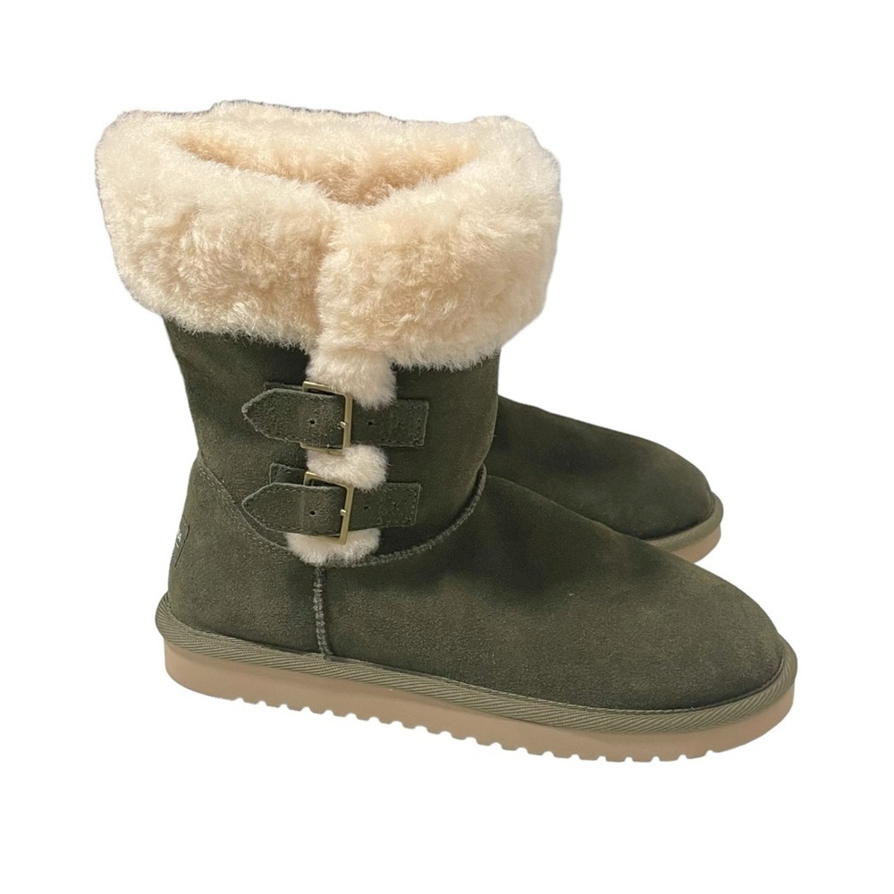 Koolaburra UGG Olive Green Solana Short Leather‎ Sheepskin Boots Size 7